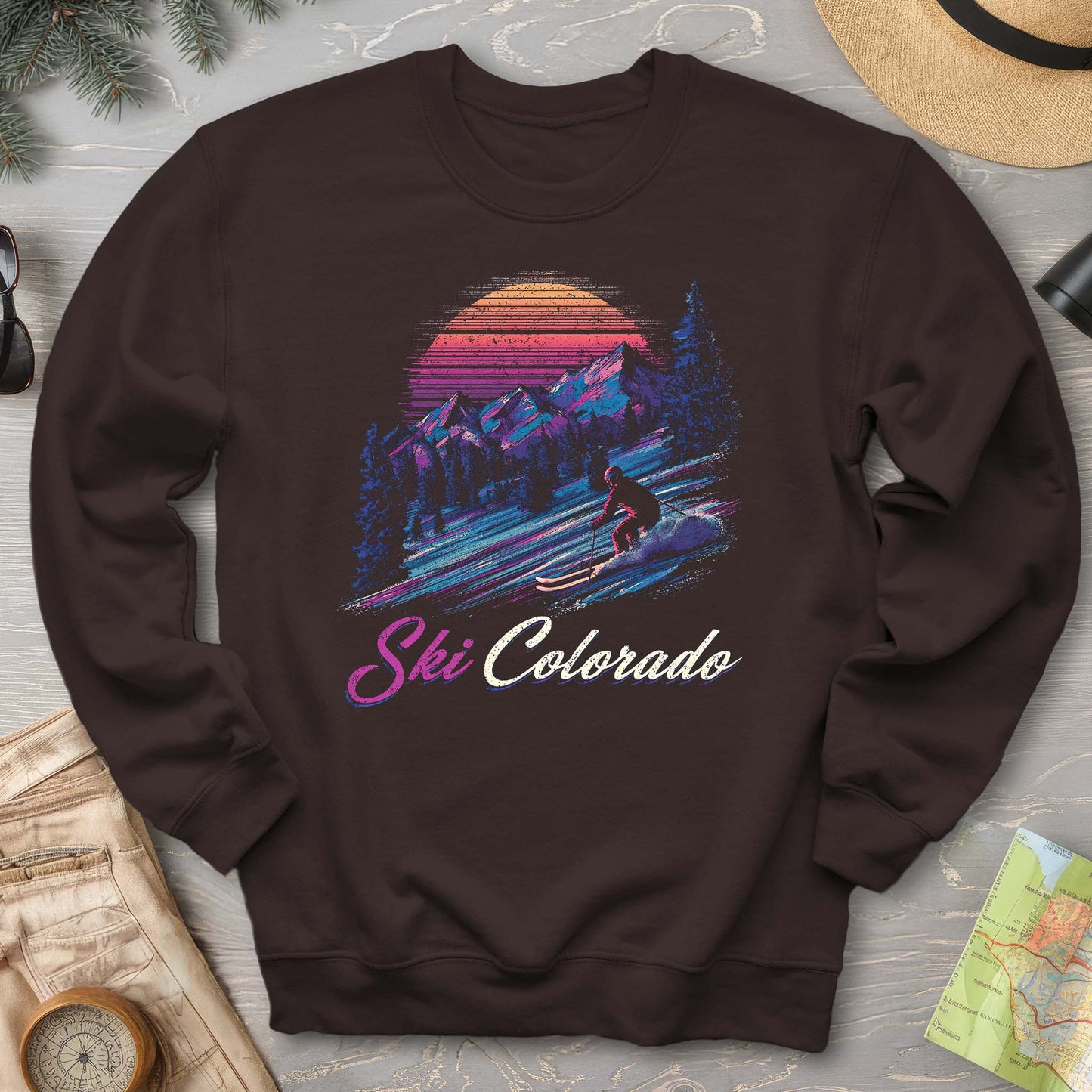 Ski Colorado Retro Sunset Sweatshirt