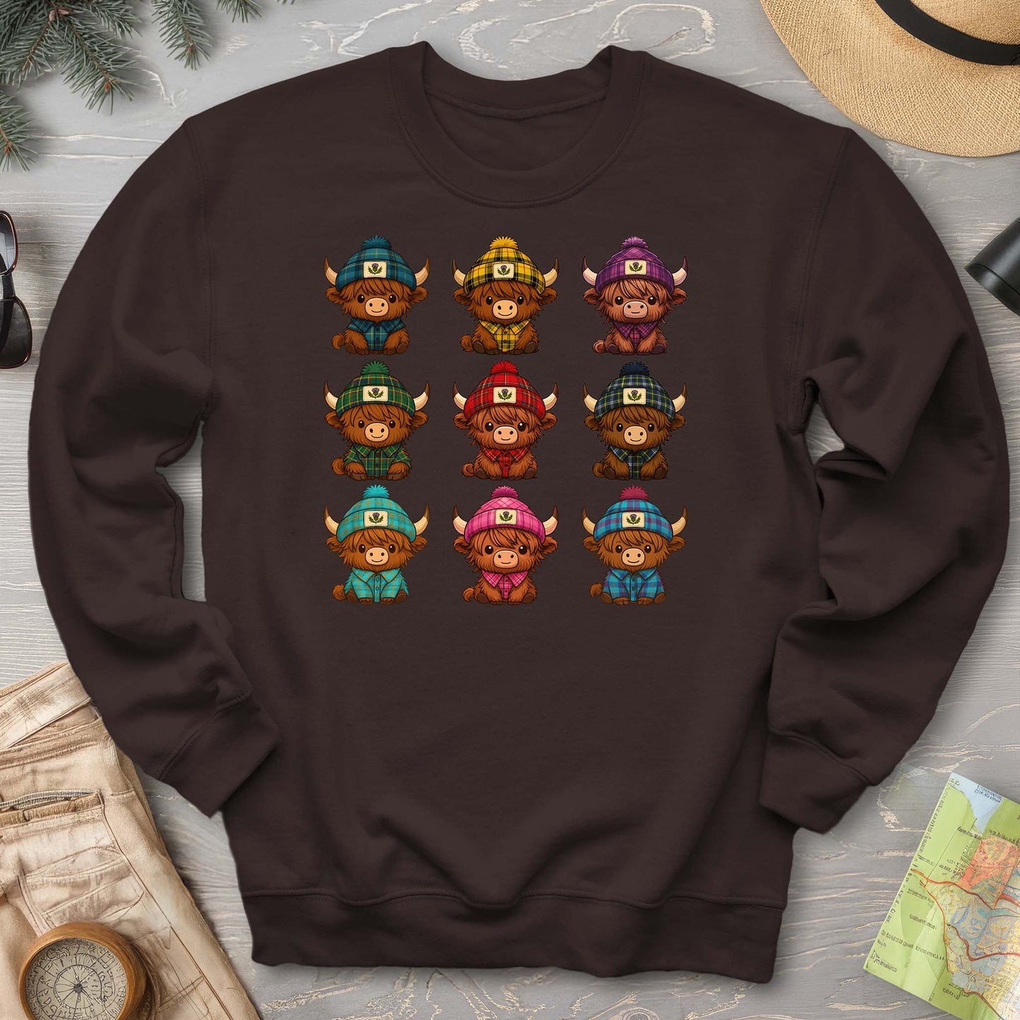Tartan Highland Cows Sweatshirt