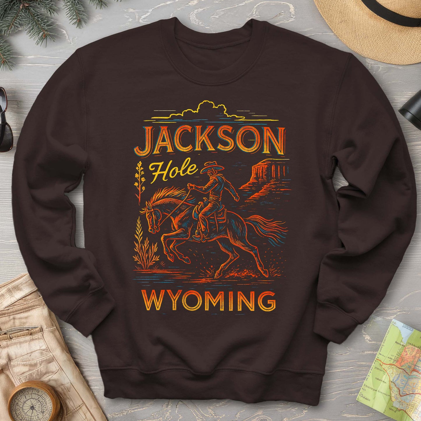 Jackson Hole "Linocut Cowboy" Sweatshirt