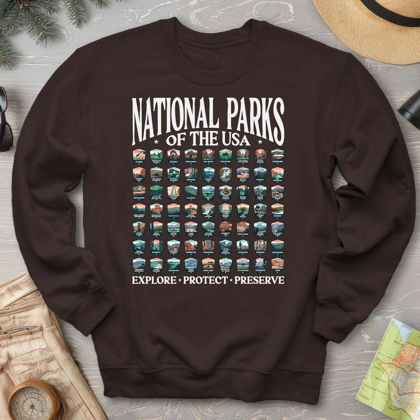 National Parks of the USA 63 Badges "Big and Bold" Sweatshirt