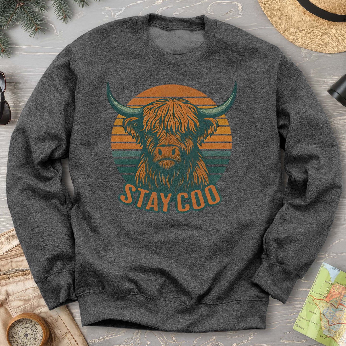 Highland Cow "Stay Coo" Sweatshirt