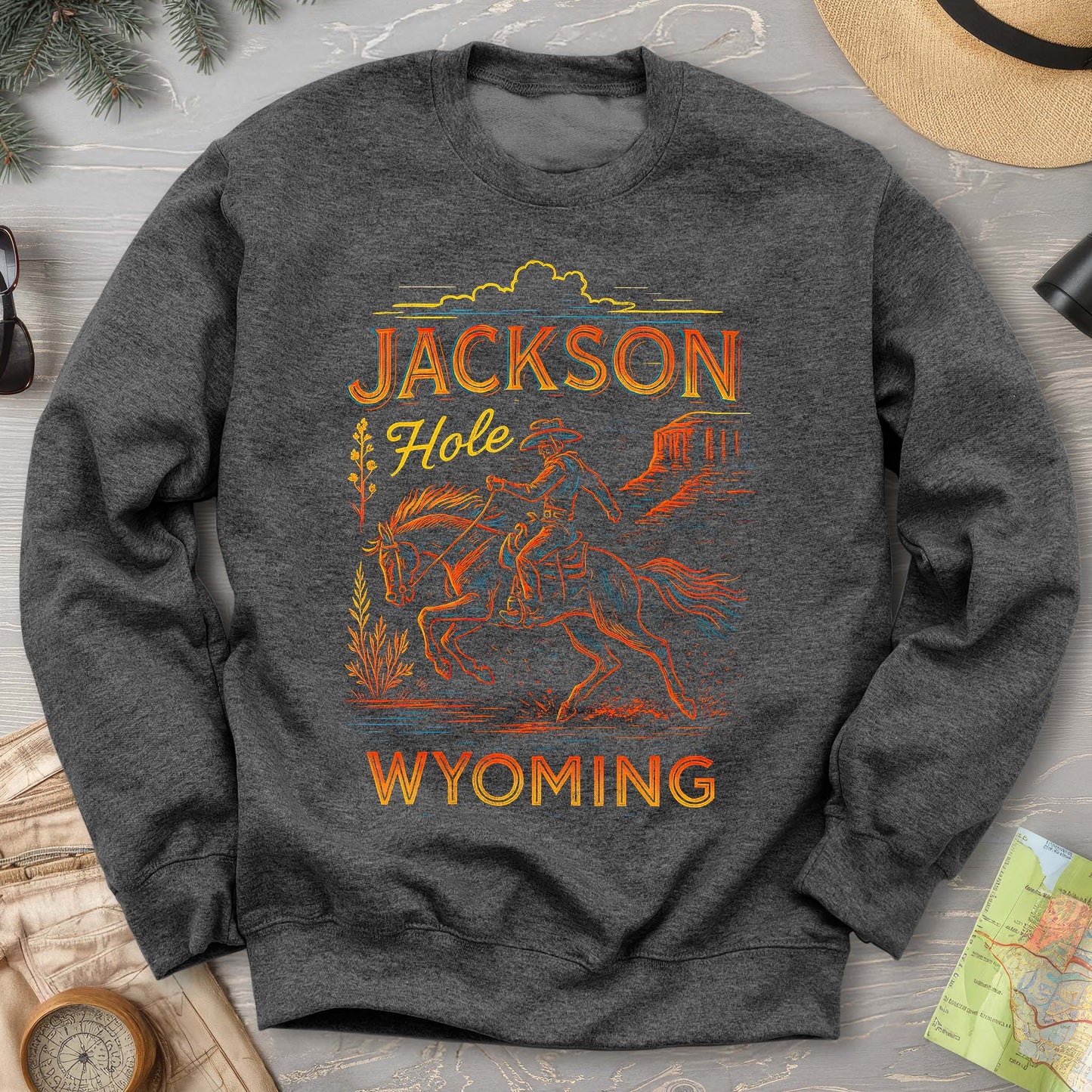 Jackson Hole "Linocut Cowboy" Sweatshirt