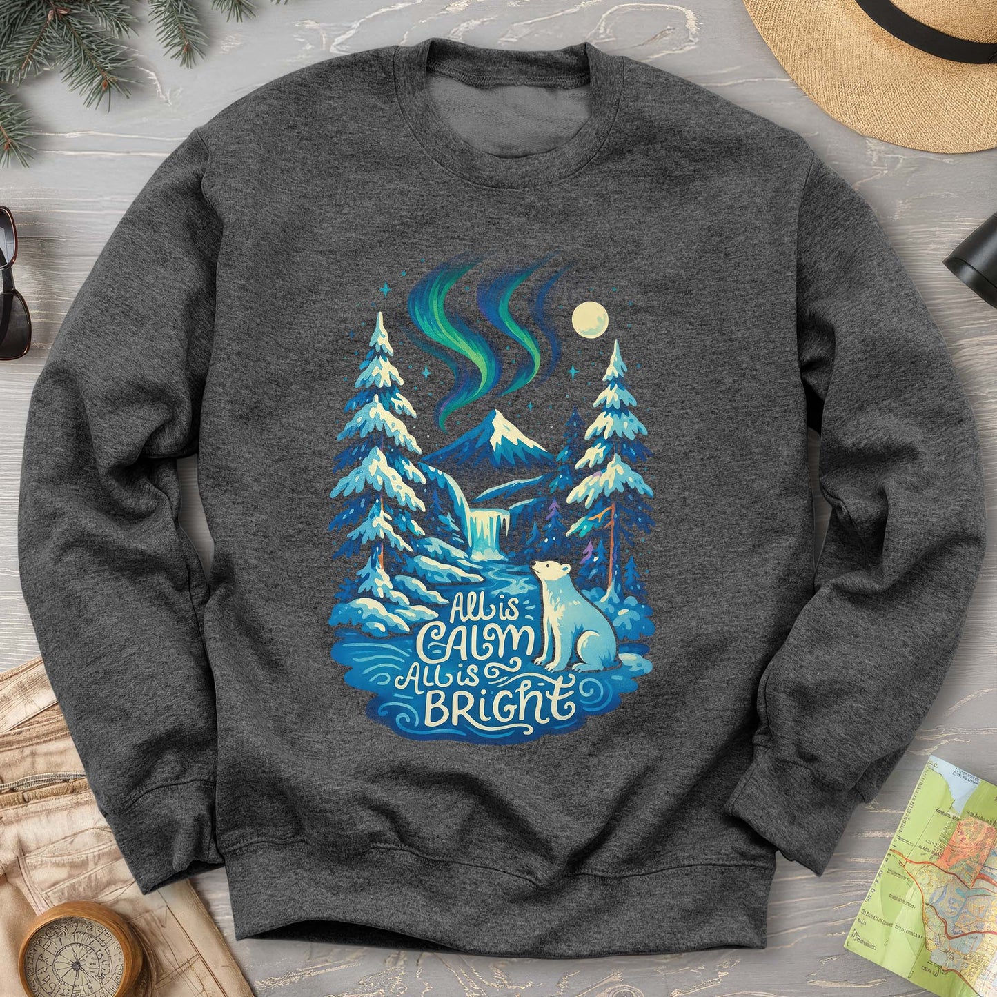 All Is Calm Northern Lights Sweatshirt
