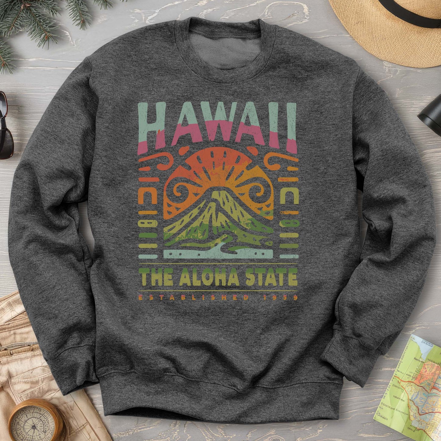 Hawaii The Aloha State "Volcano Tatoo" Sweatshirt