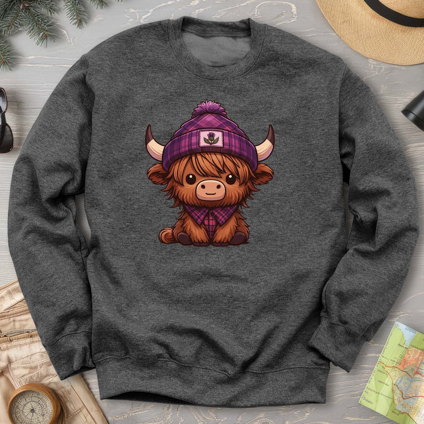 Tartan Highland Cow Sweatshirt