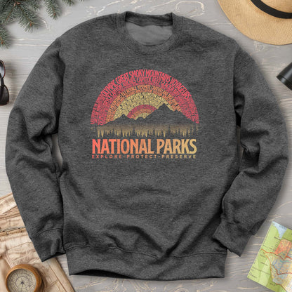 National Parks Word Art "Vintage Sunset" Sweatshirt