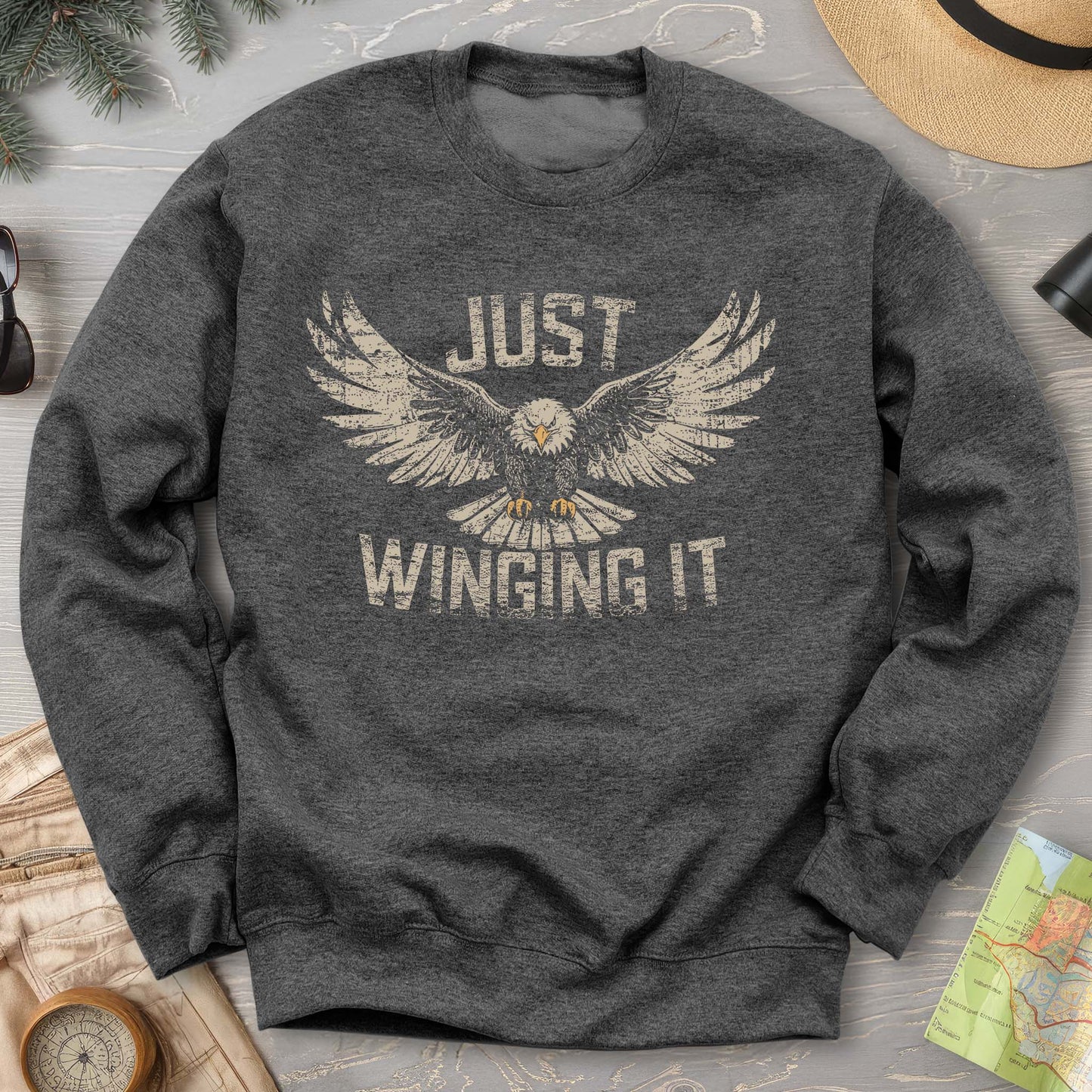Just Winging It Distressed Sweatshirt