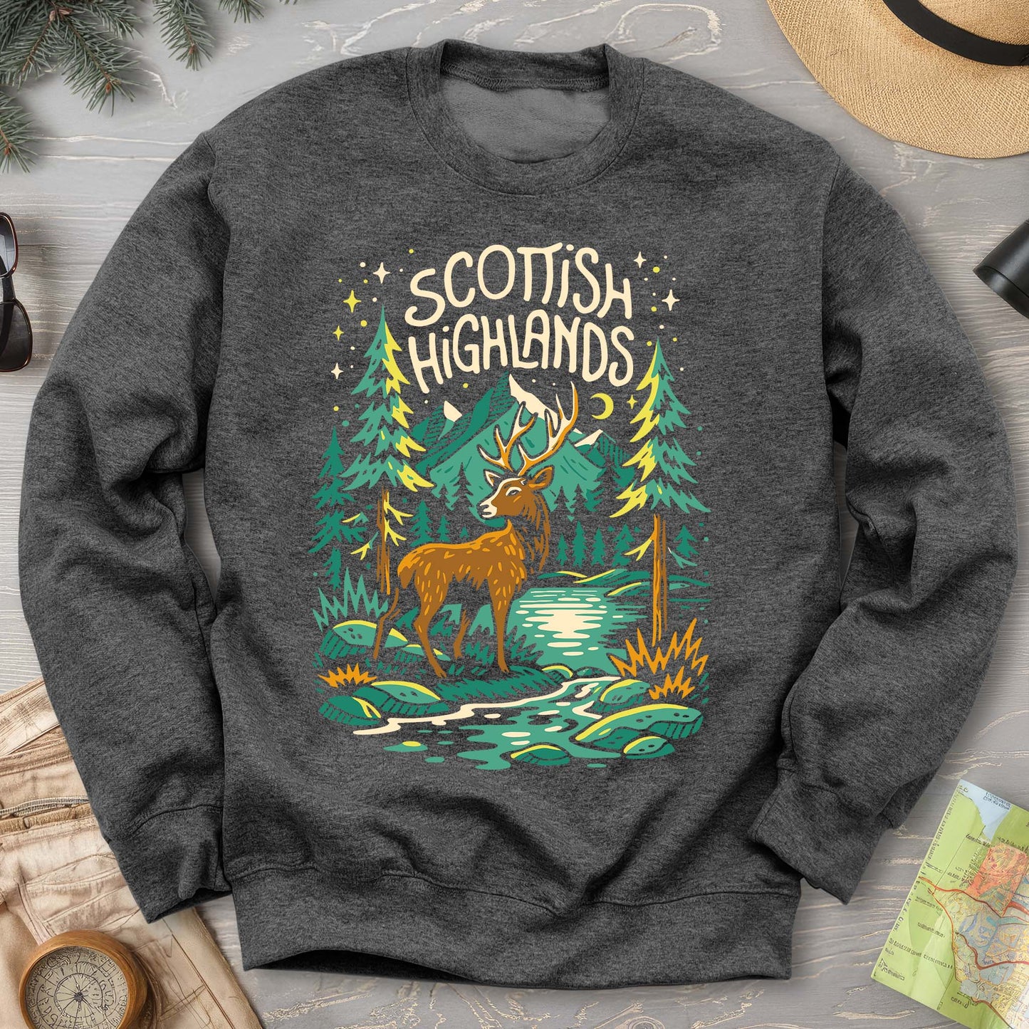 Scottish Highlands "Midnight Stag" Sweatshirt