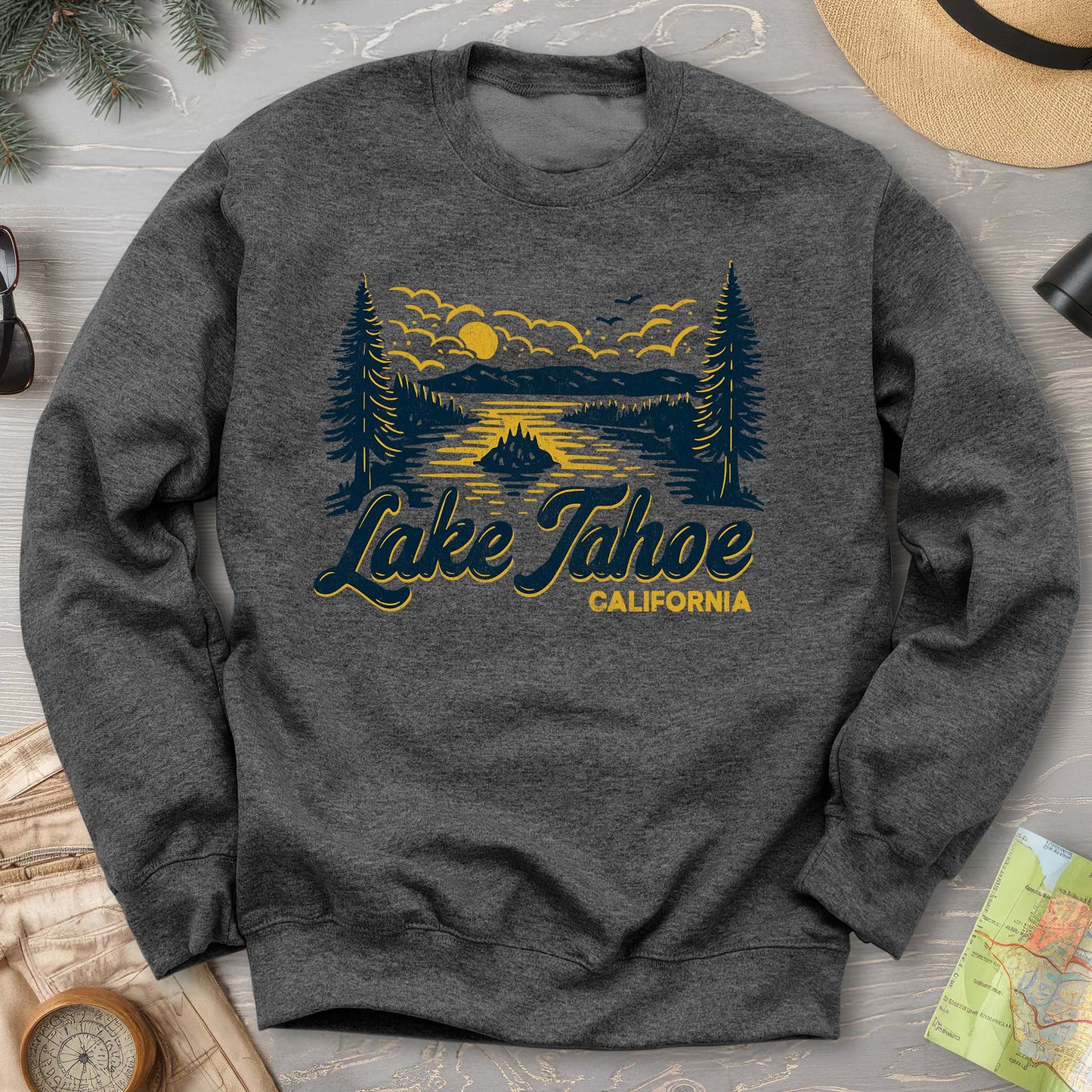 Lake Tahoe Emerald Bay Sketch Sweatshirt