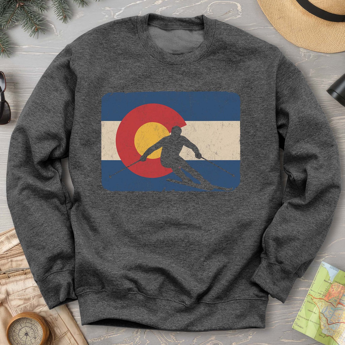 Colorado Flag Skier Sweatshirt