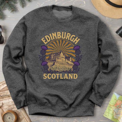 Edinburgh Scotland Retro Sunburst Sweatshirt