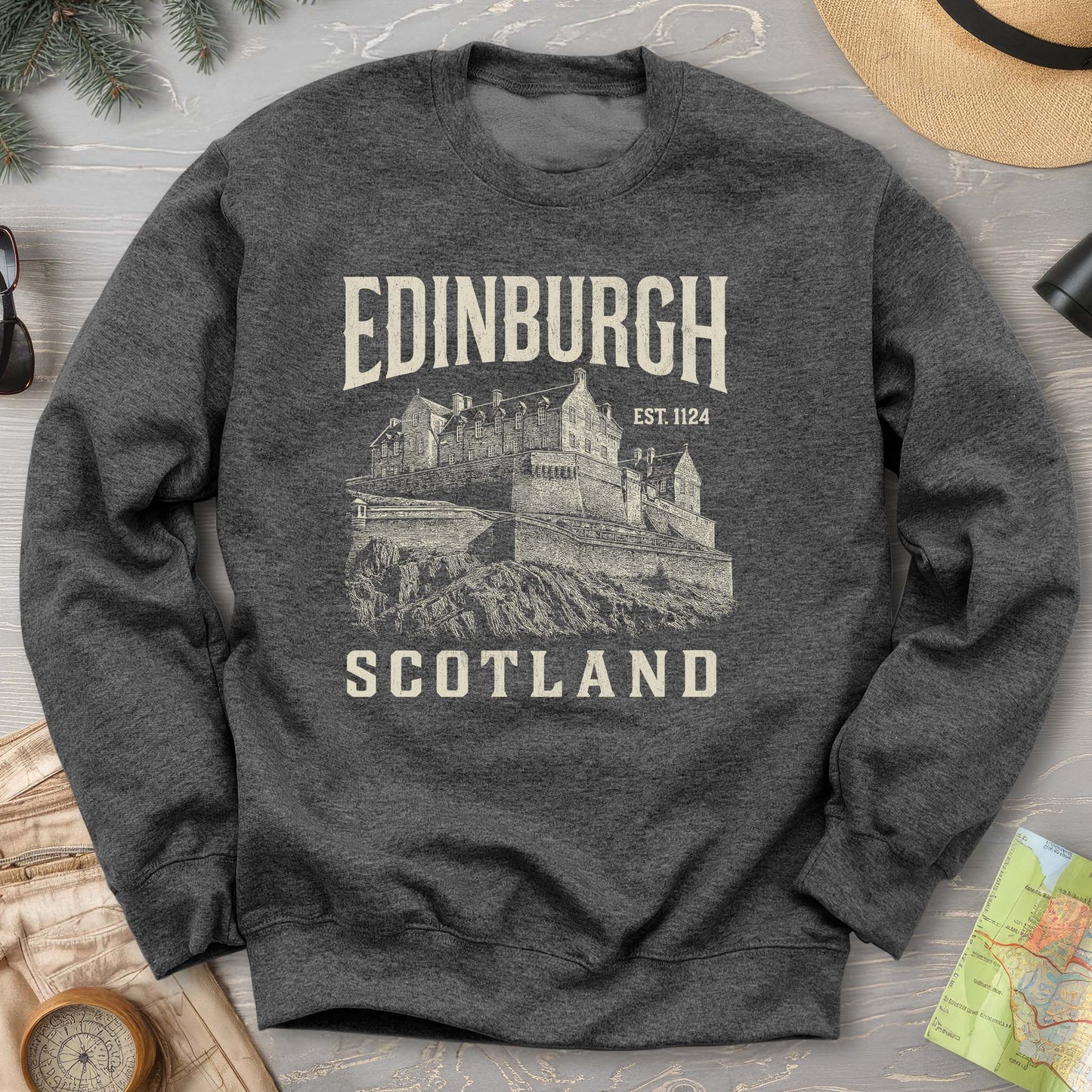 Edinburgh Scotland "Vintage Etching" Sweatshirt