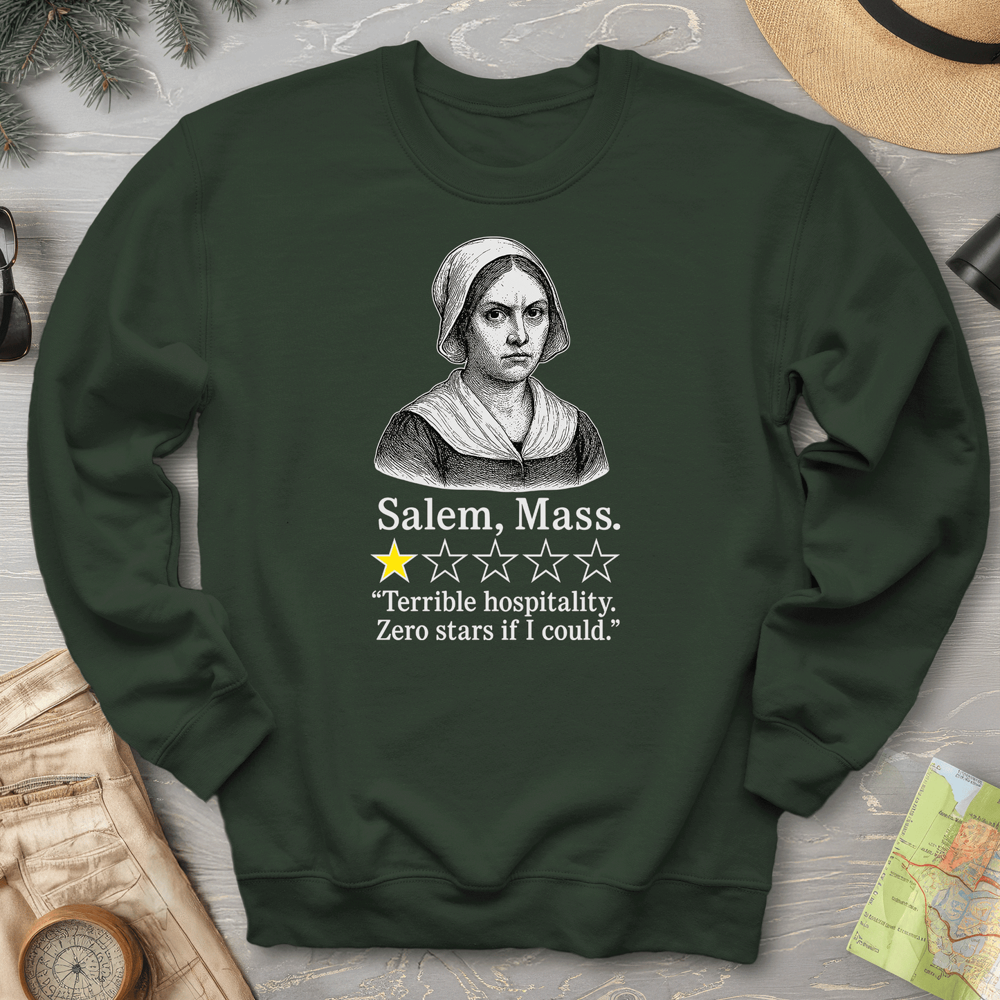 Salem Massachusetts "1 Star Review" Sweatshirt