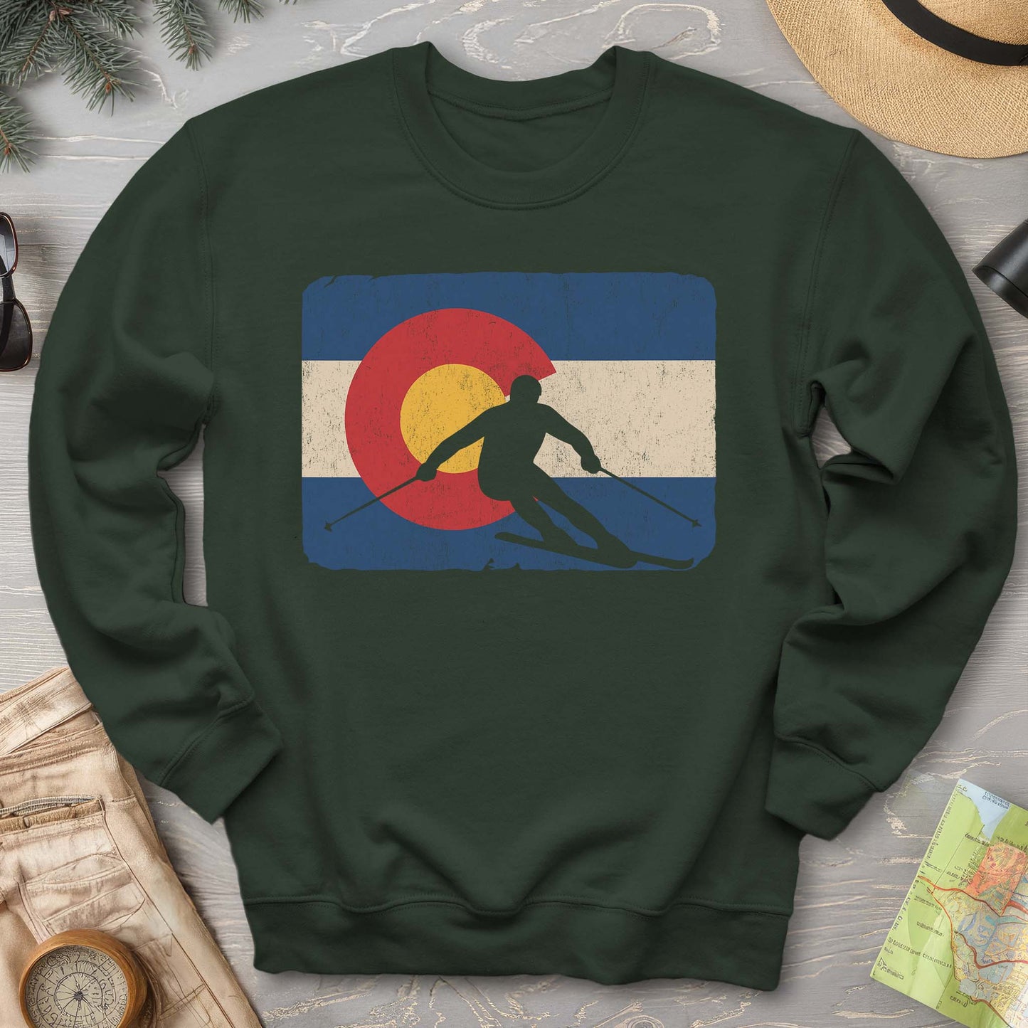 Colorado Flag Skier Sweatshirt