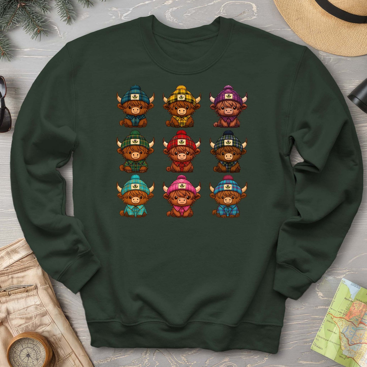 Tartan Highland Cows Sweatshirt