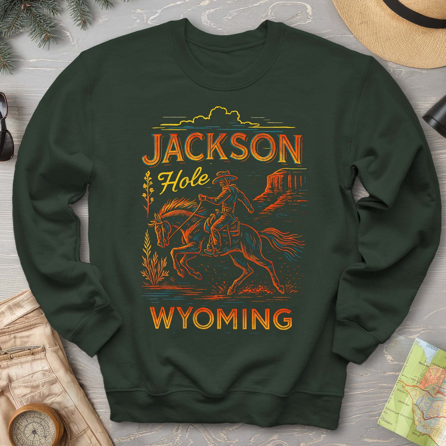 Jackson Hole "Linocut Cowboy" Sweatshirt