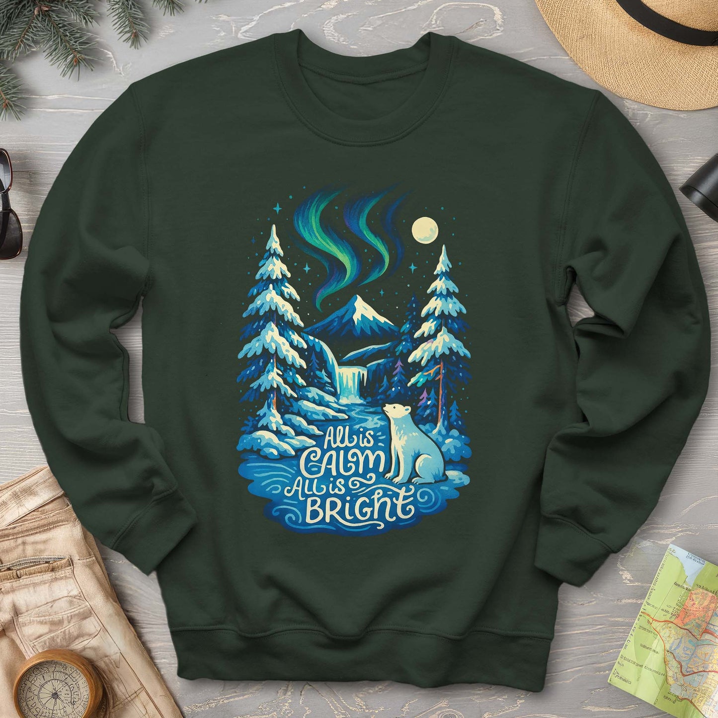 All Is Calm Northern Lights Sweatshirt
