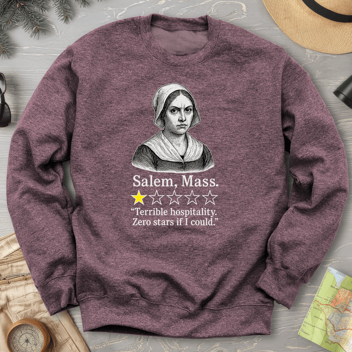 Salem Massachusetts "1 Star Review" Sweatshirt