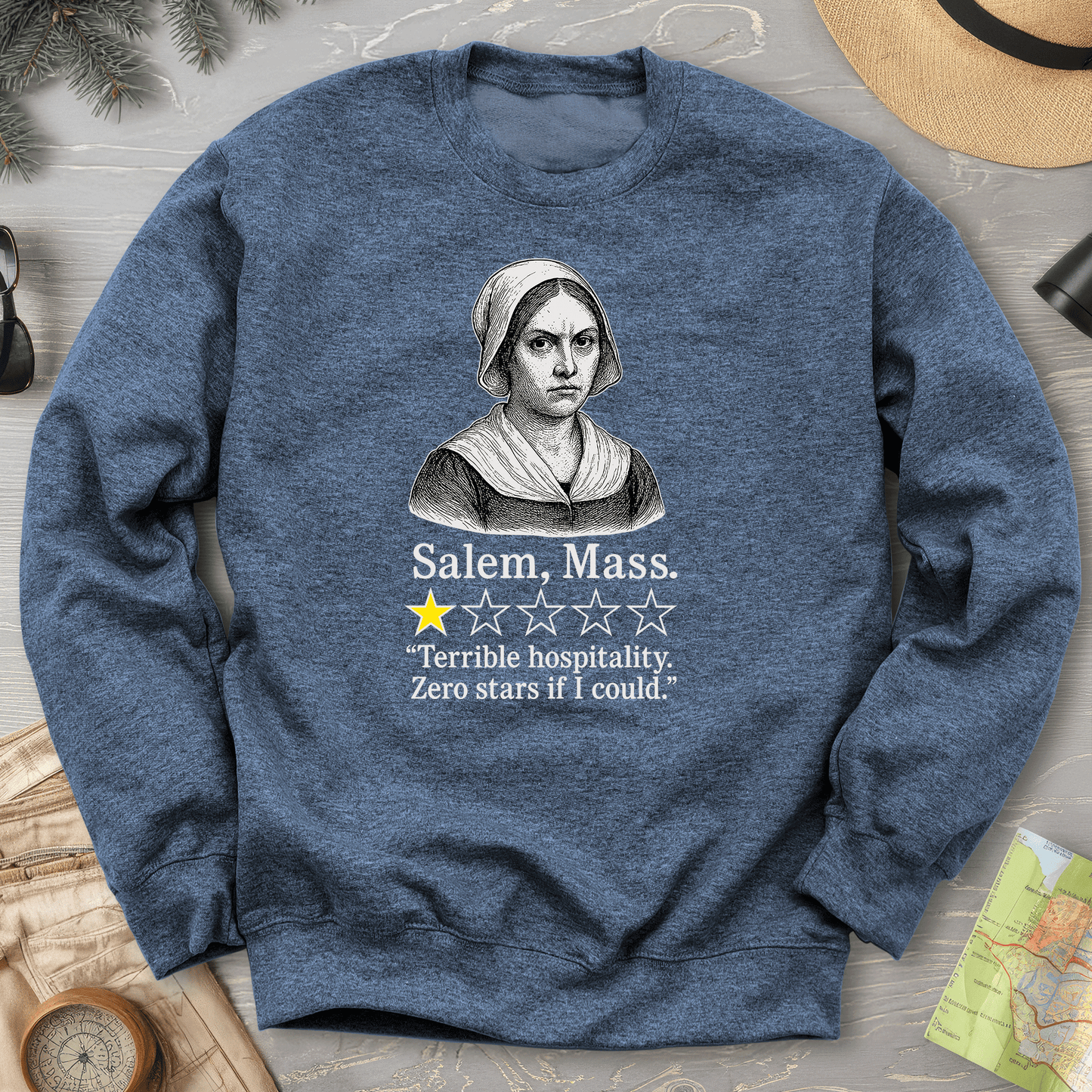 Salem Massachusetts "1 Star Review" Sweatshirt