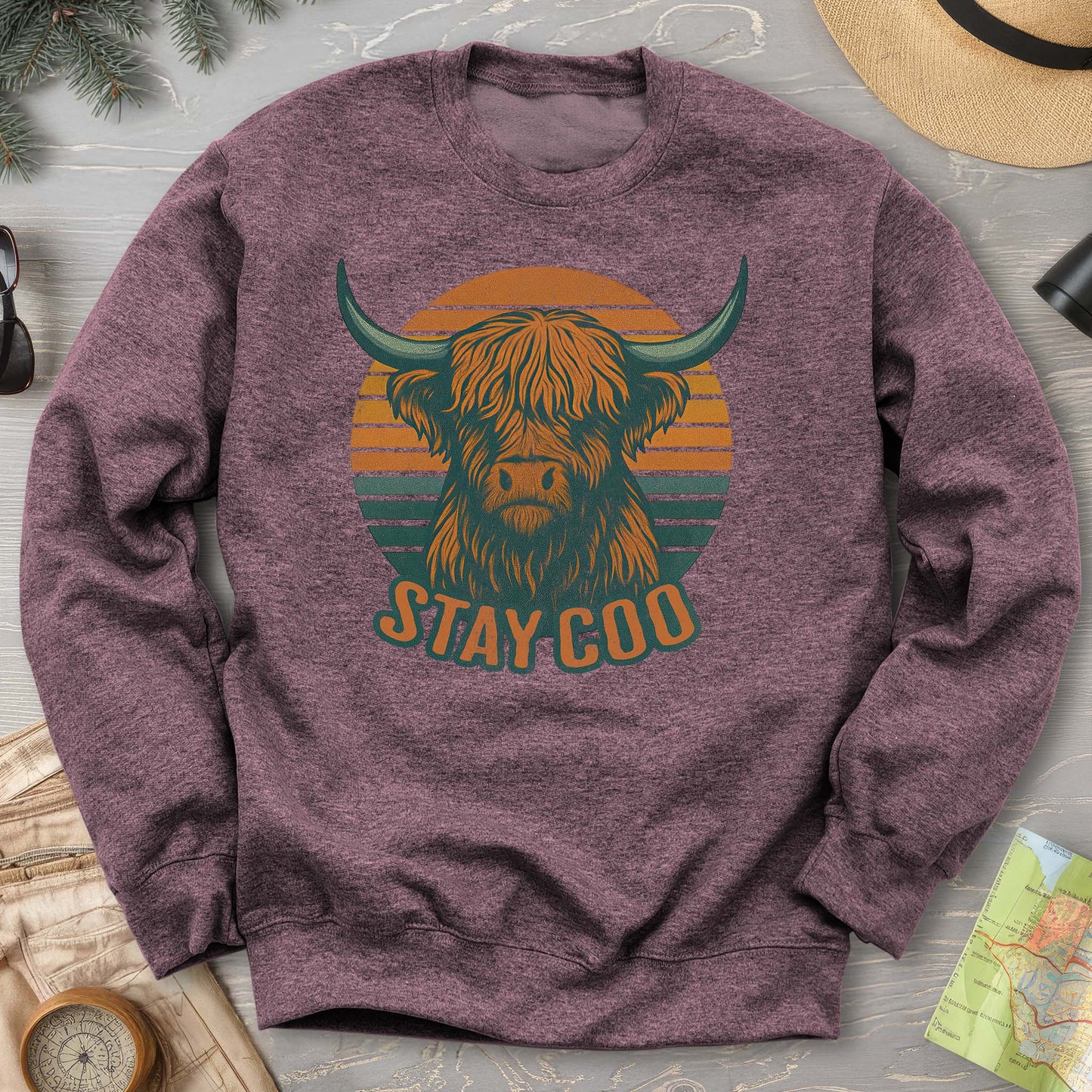 Highland Cow "Stay Coo" Sweatshirt