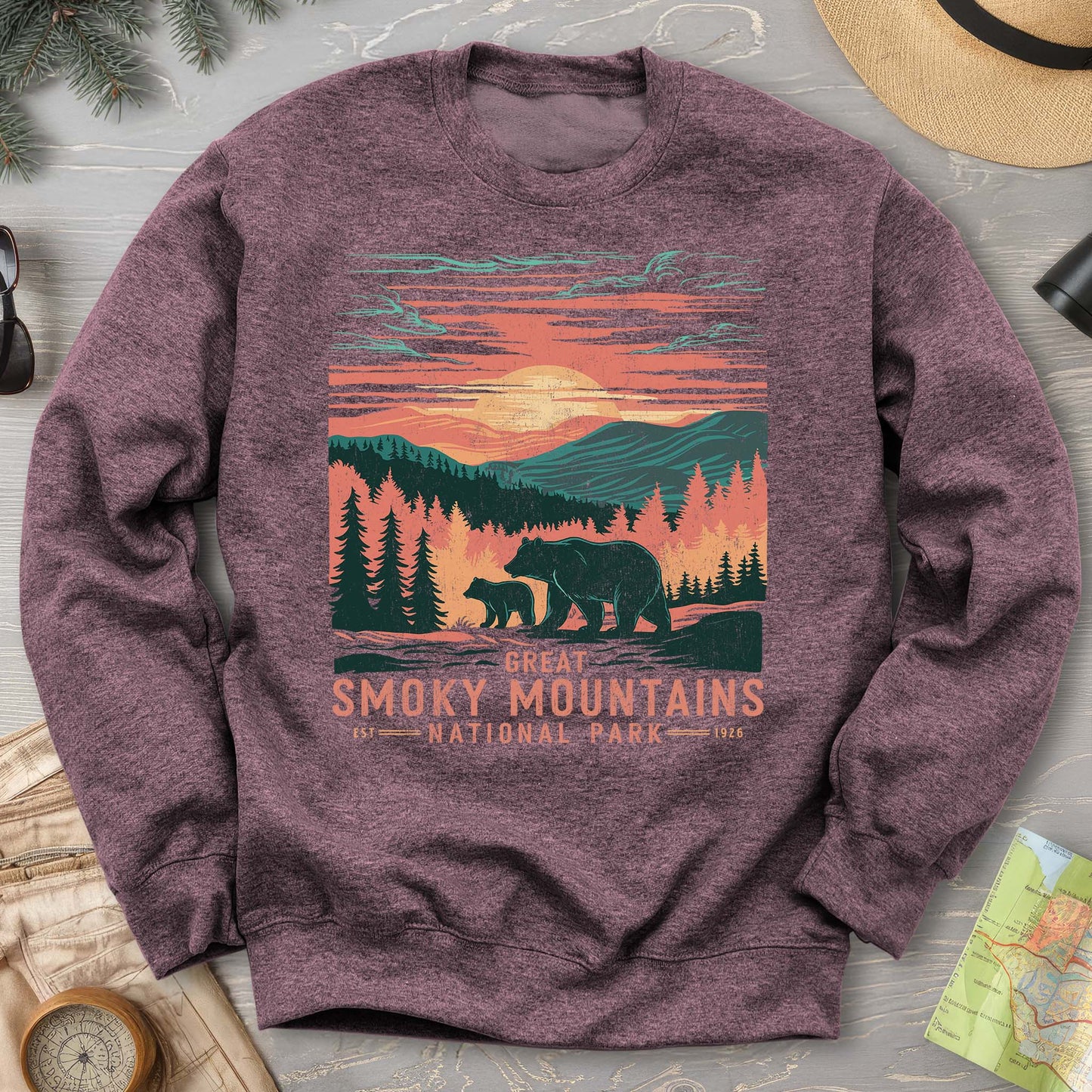 Great Smoky Mountains Sunset Bears Sweatshirt