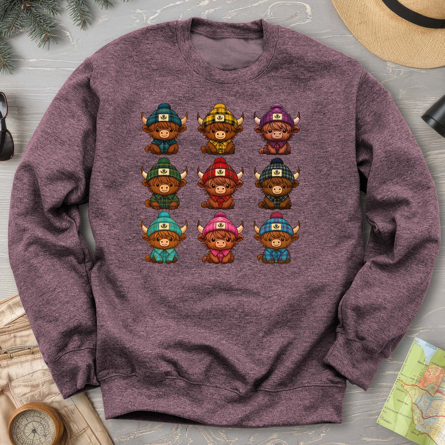 Tartan Highland Cows Sweatshirt