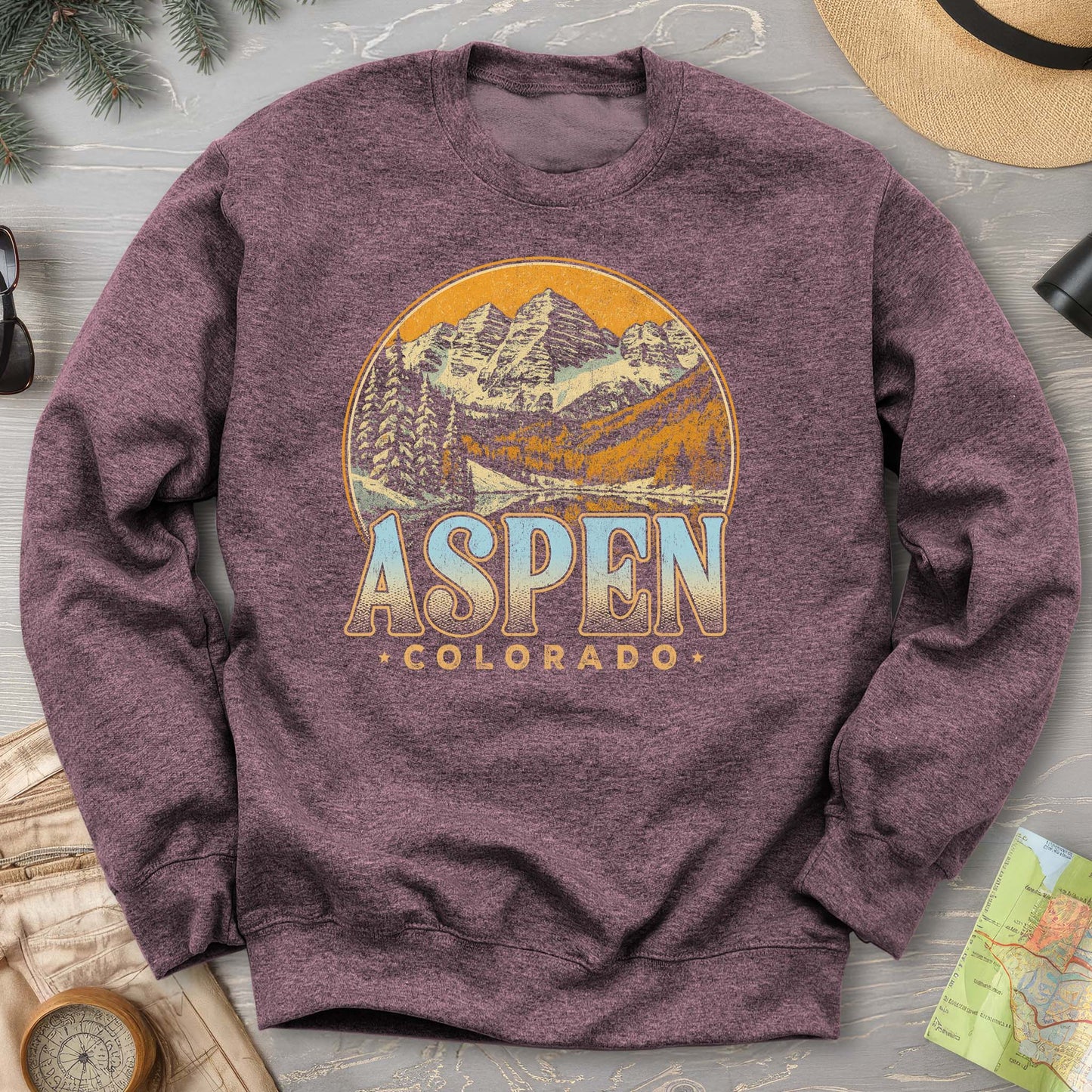 Aspen Colorado Groovy Screenprint Sweatshirt