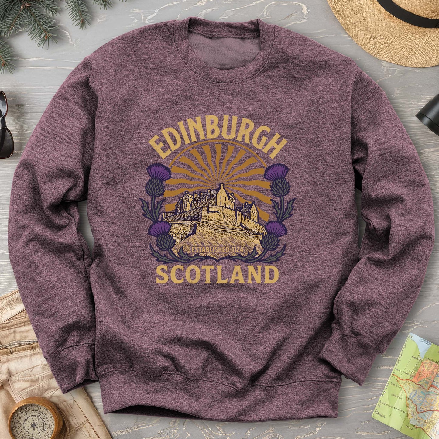 Edinburgh Scotland Retro Sunburst Sweatshirt