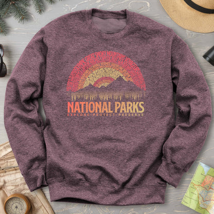 National Parks Word Art "Vintage Sunset" Sweatshirt