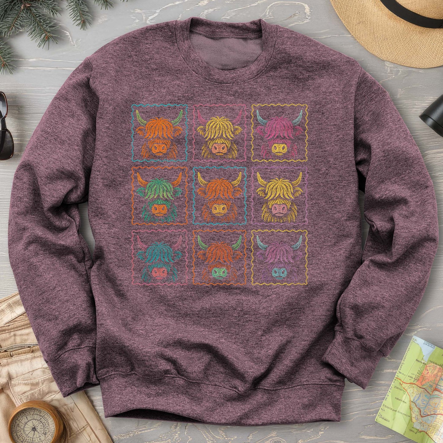 Highland Cow 9 Panel Sweatshirt