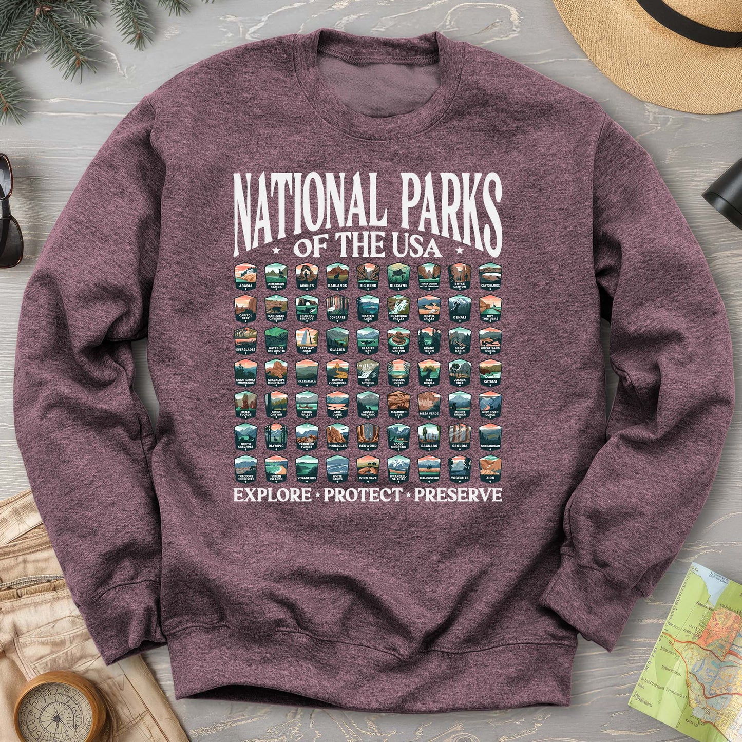 National Parks of the USA 63 Badges "Big and Bold" Sweatshirt