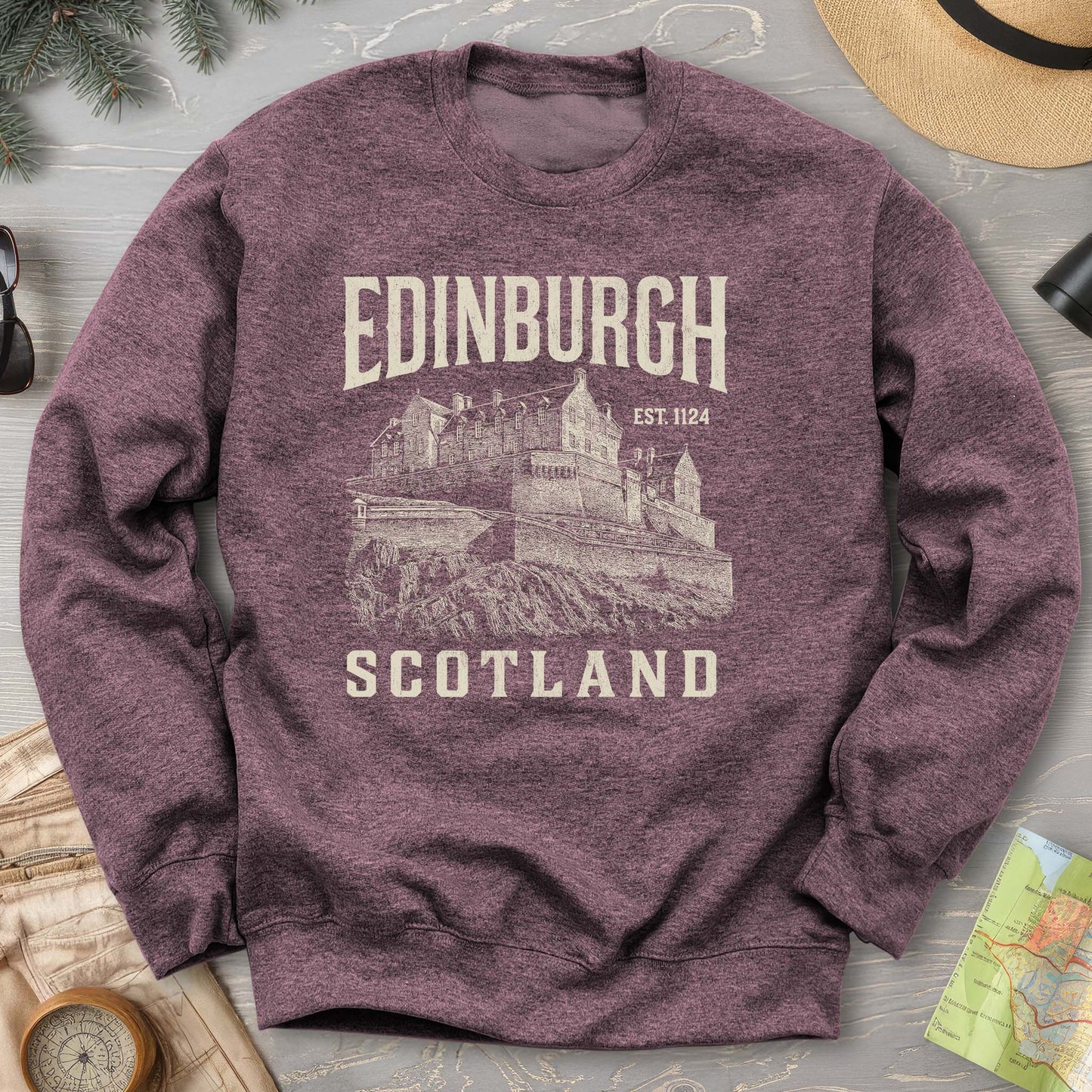 Edinburgh Scotland "Vintage Etching" Sweatshirt