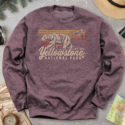 Yellowstone National Park "Vintage Sunset Bear" Sweatshirt
