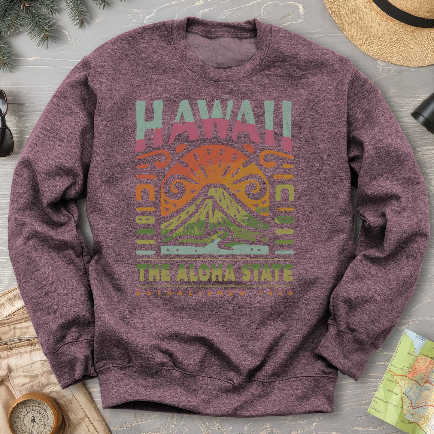 Hawaii The Aloha State "Volcano Tatoo" Sweatshirt