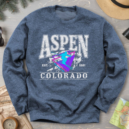 Aspen Colorado Retro 80's Skier Sweatshirt