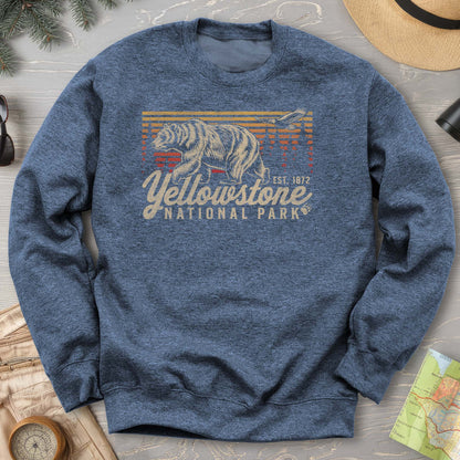 Yellowstone National Park "Vintage Sunset Bear" Sweatshirt