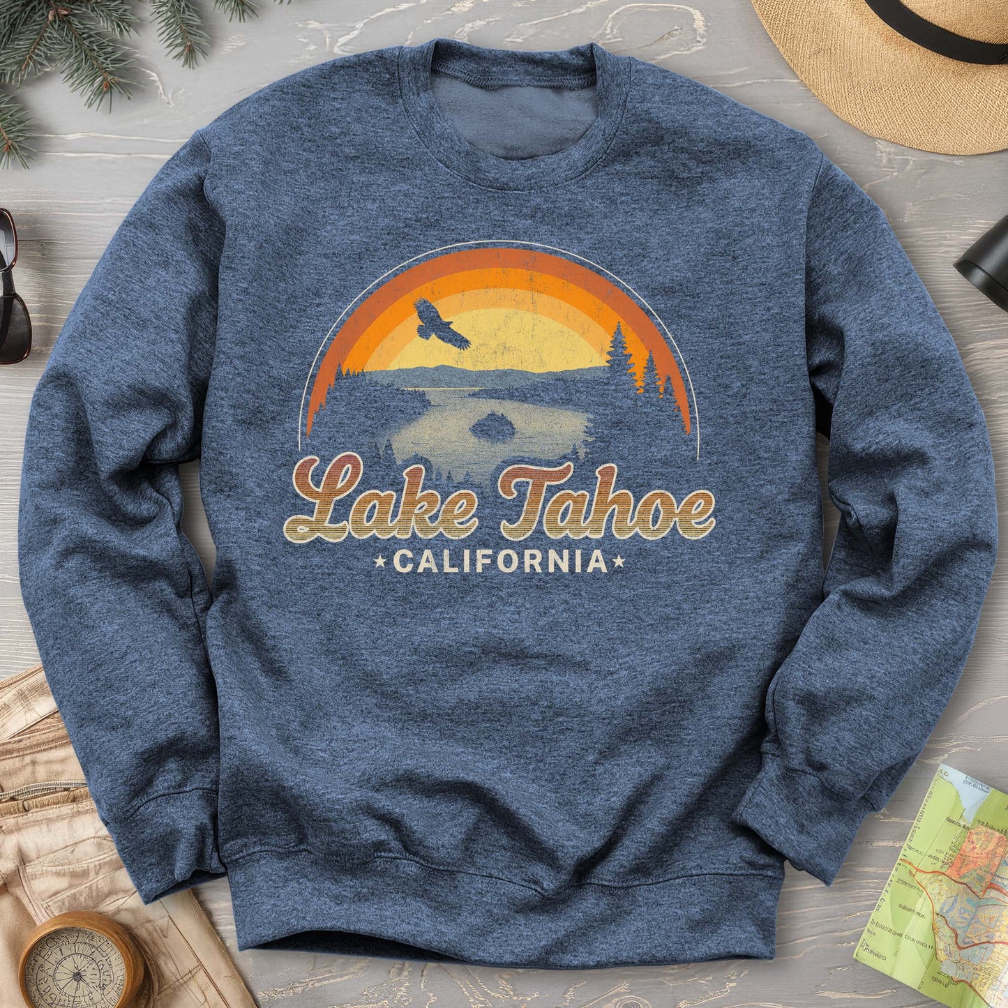 Lake Tahoe Retro Rainbow Sweatshirt