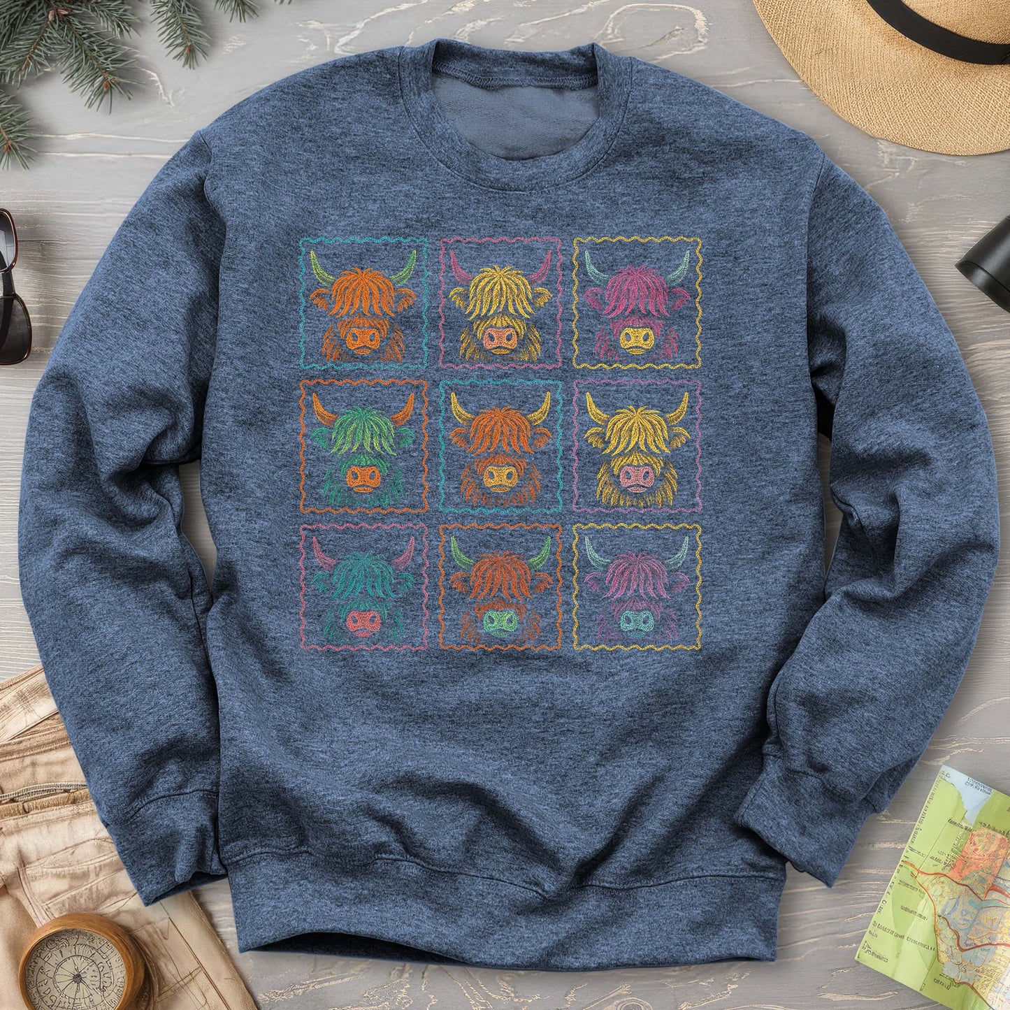 Highland Cow 9 Panel Sweatshirt