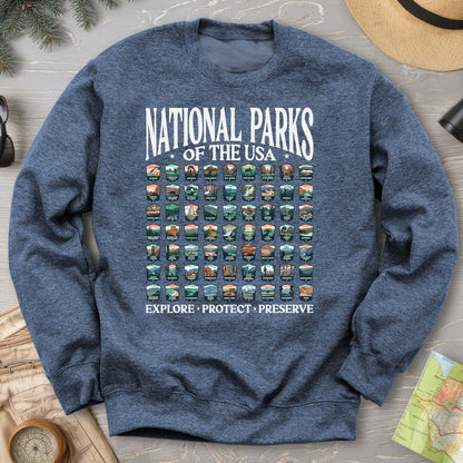 National Parks of the USA 63 Badges "Big and Bold" Sweatshirt