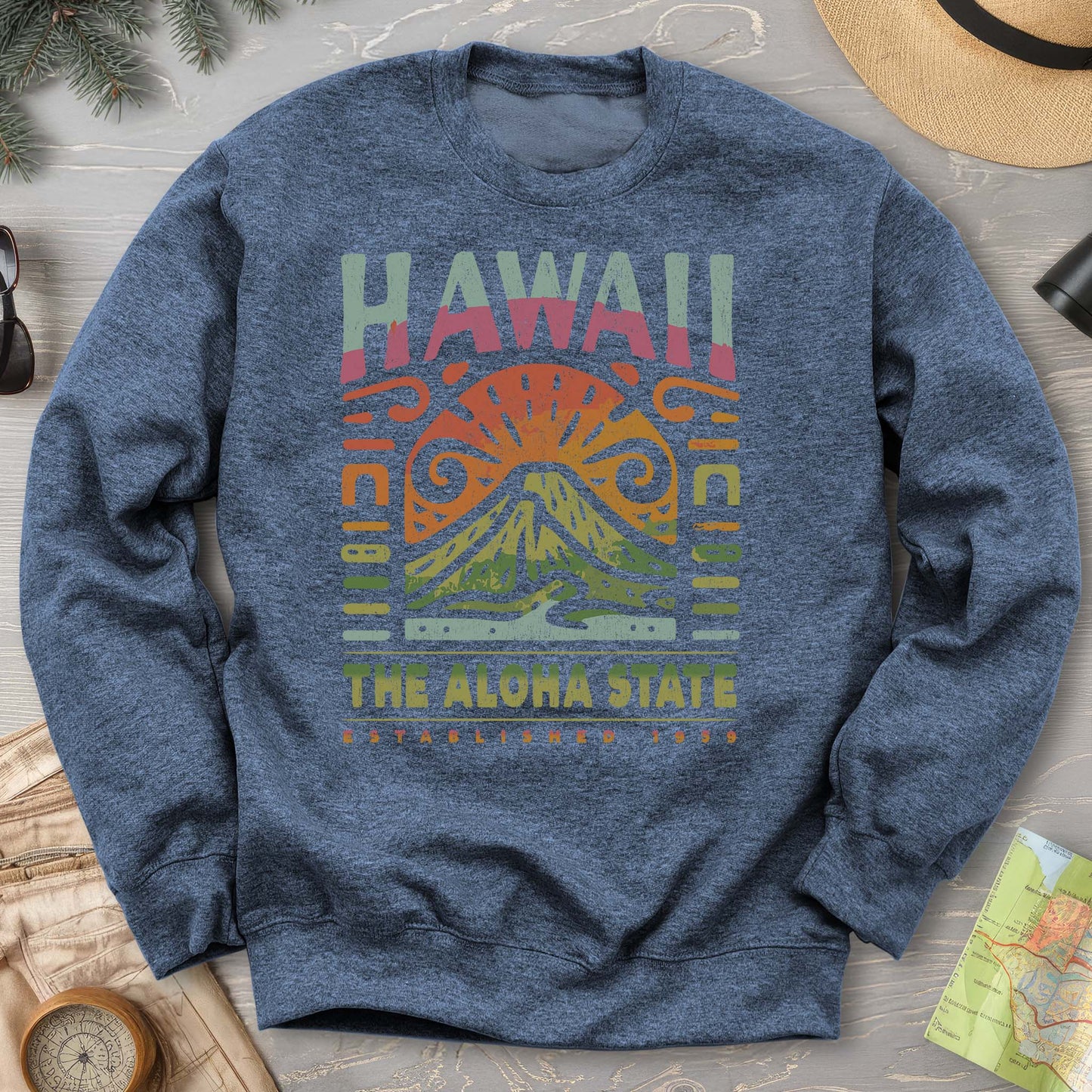 Hawaii The Aloha State "Volcano Tatoo" Sweatshirt