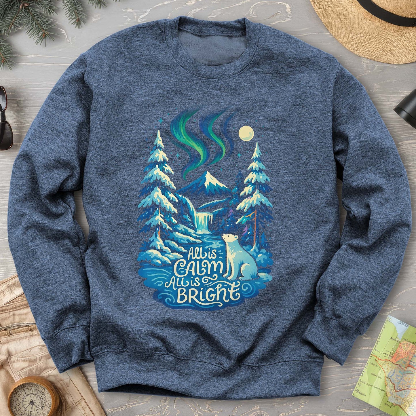 All Is Calm Northern Lights Sweatshirt