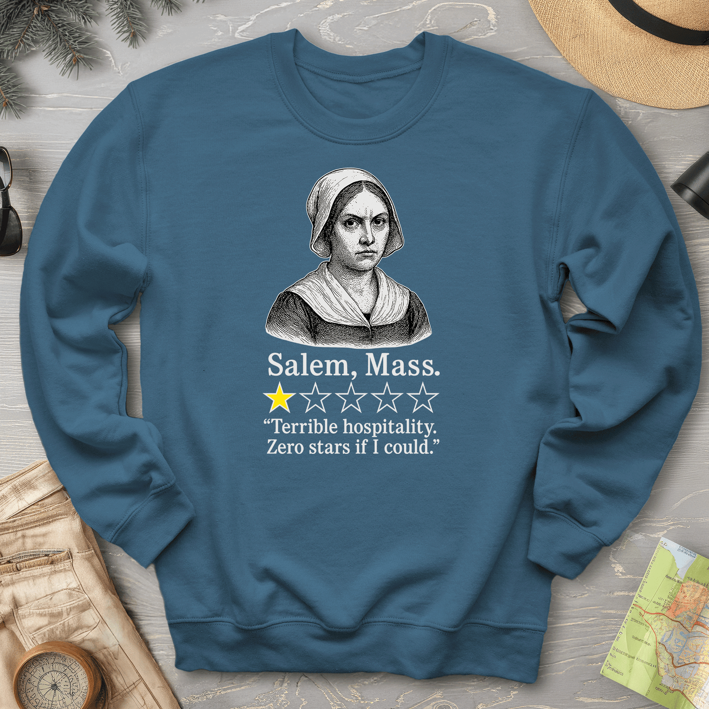 Salem Massachusetts "1 Star Review" Sweatshirt