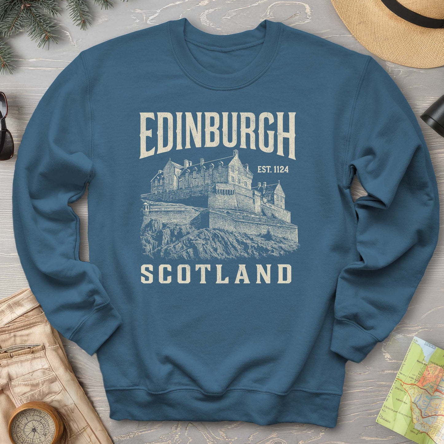 Edinburgh Scotland "Vintage Etching" Sweatshirt