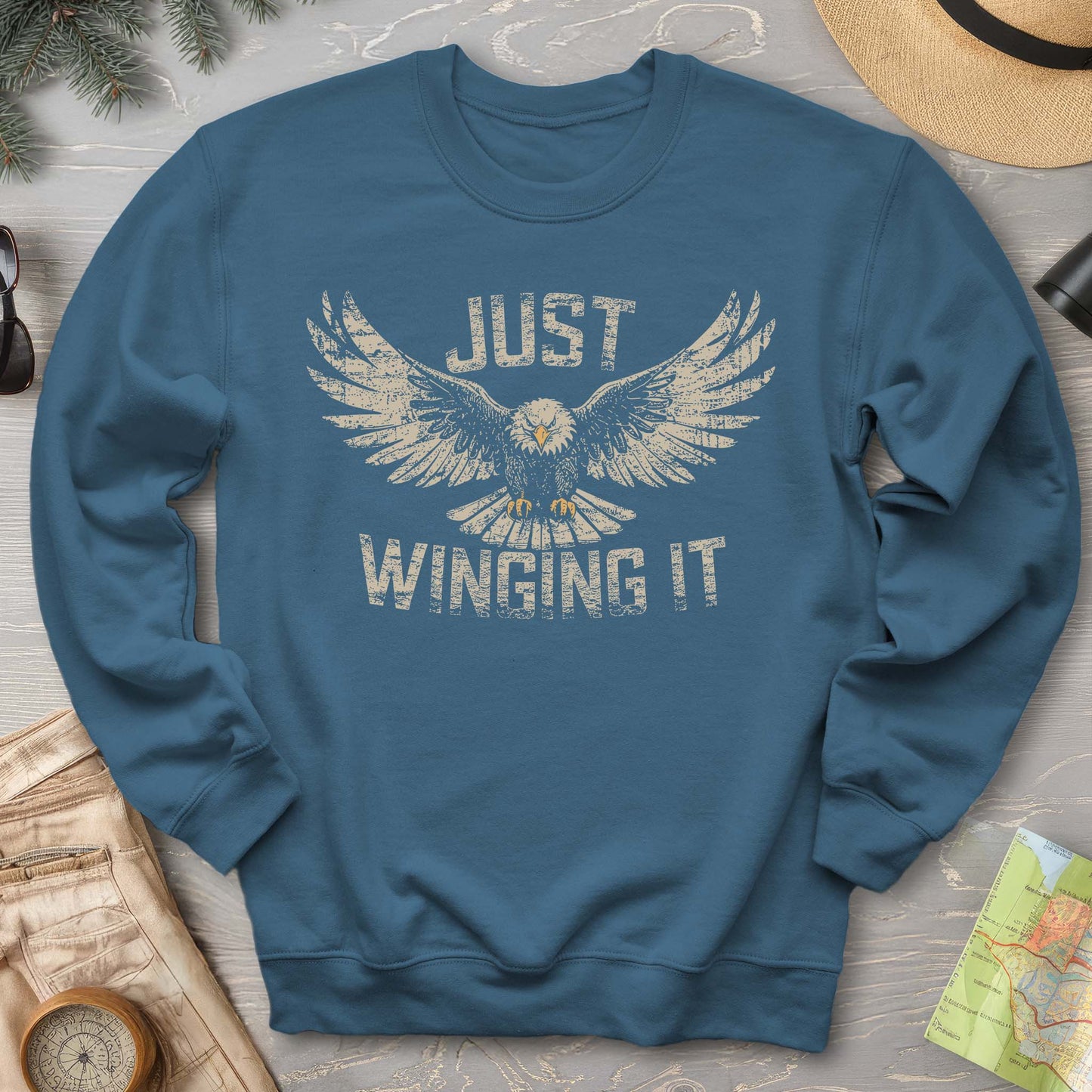 Just Winging It Distressed Sweatshirt