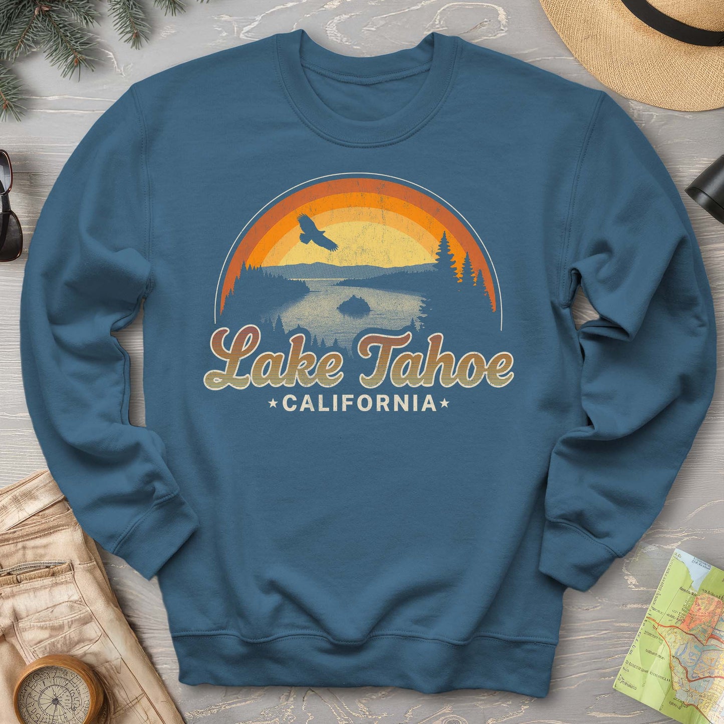 Lake Tahoe Retro Rainbow Sweatshirt