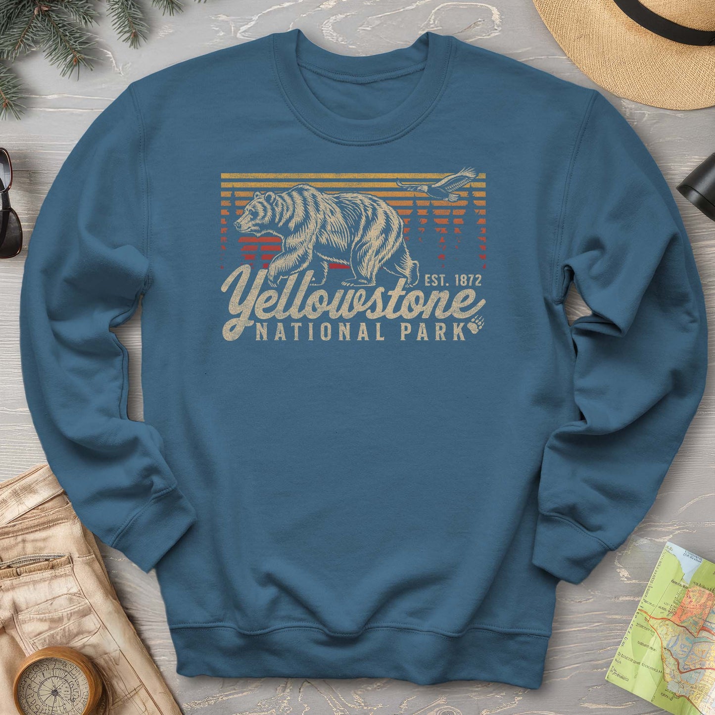 Yellowstone National Park "Vintage Sunset Bear" Sweatshirt