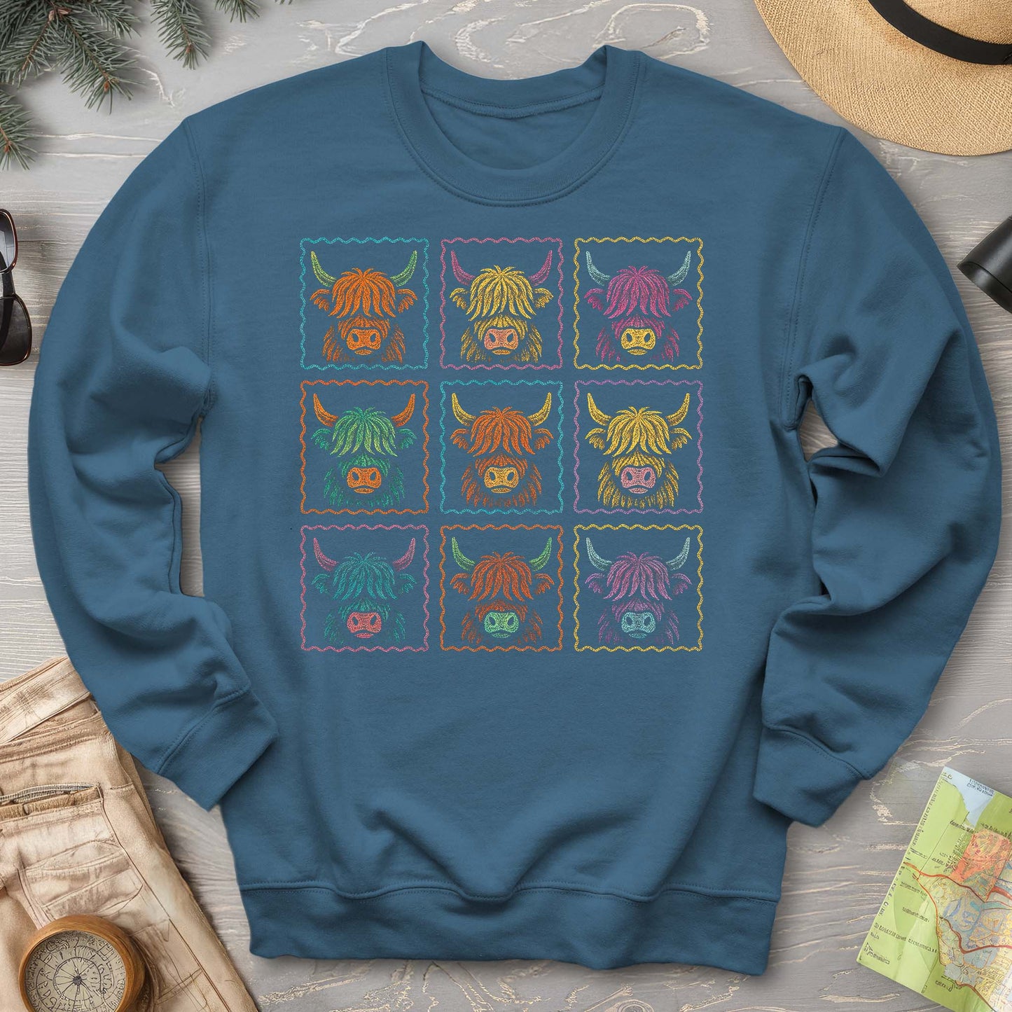 Highland Cow 9 Panel Sweatshirt