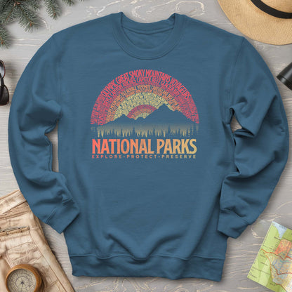 National Parks Word Art "Vintage Sunset" Sweatshirt