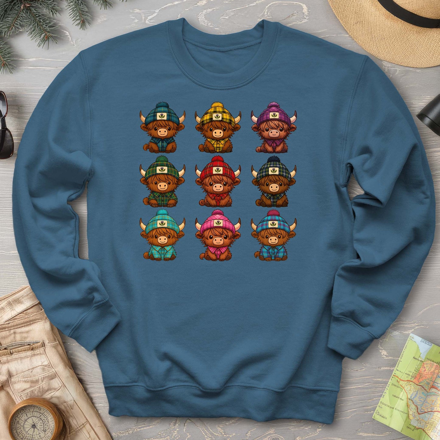 Tartan Highland Cows Sweatshirt