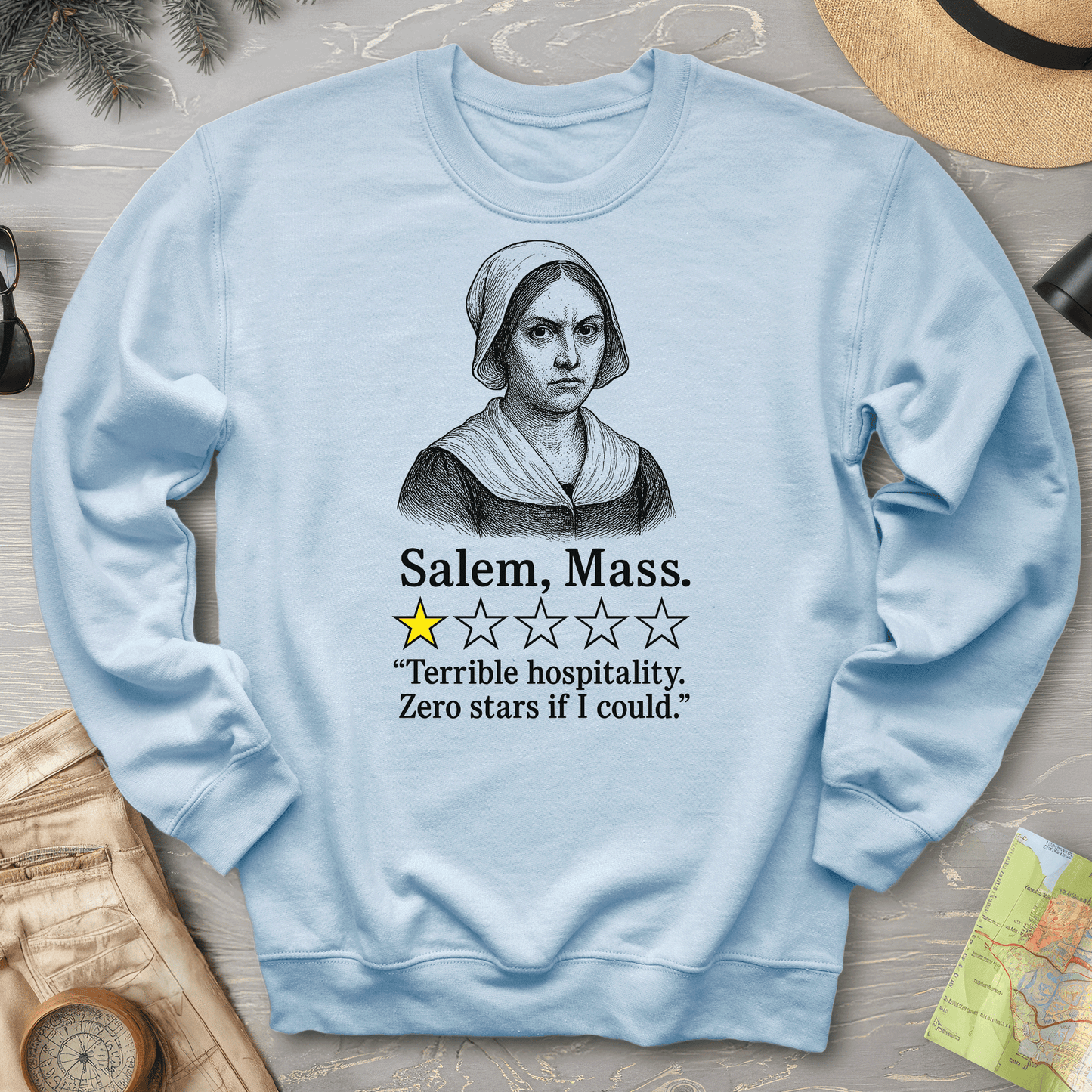 Salem Massachusetts "1 Star Review" Sweatshirt